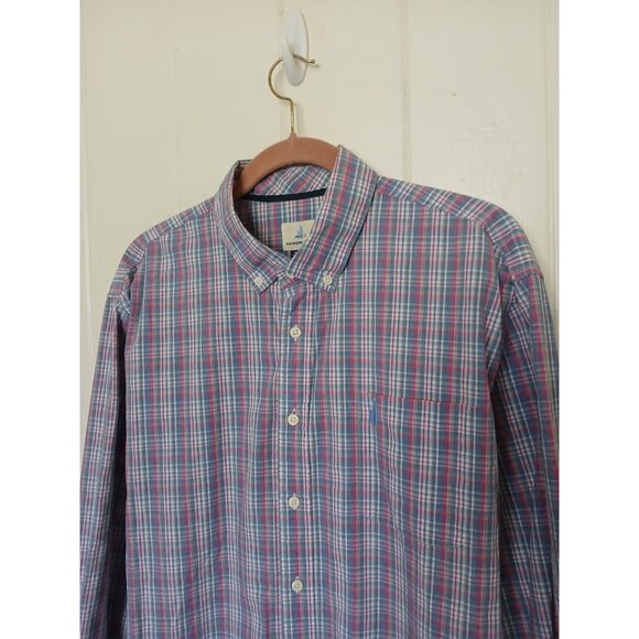 Johnnie-O Shirt Harbour Hangin' Out Button Mens XL Gemini Blue Plaid Long Sleeve - Picture 6 of 12